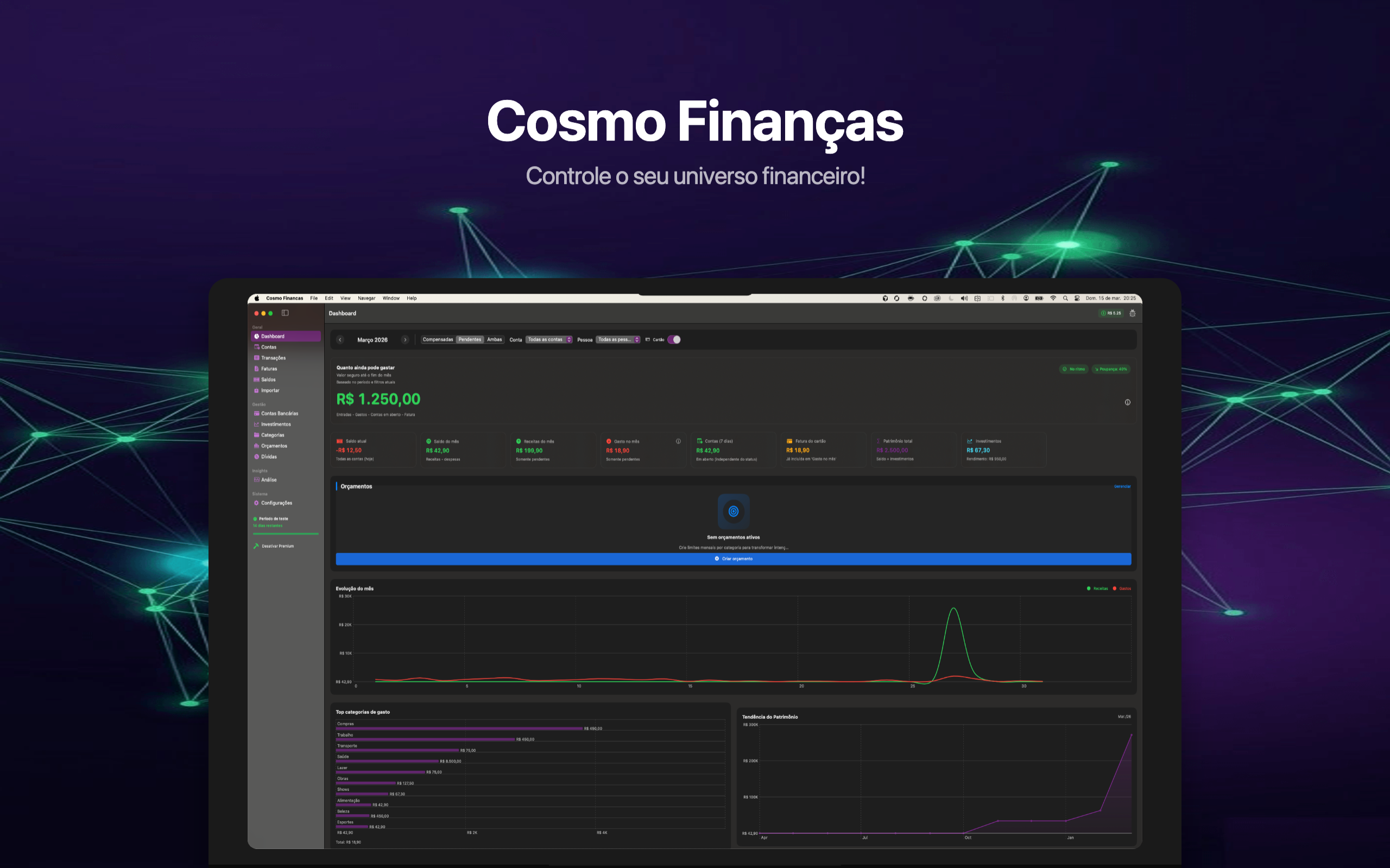 Cosmo Finanças — Dashboard principal